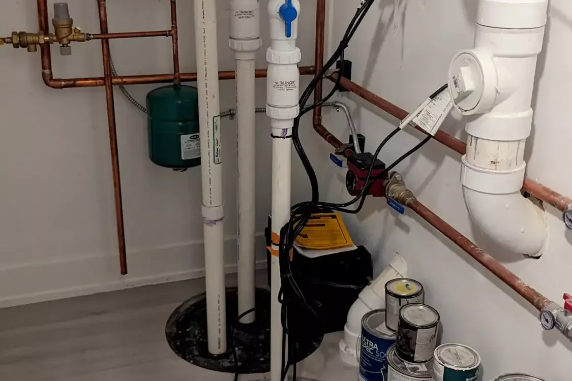 Sump pits with PVC piping.