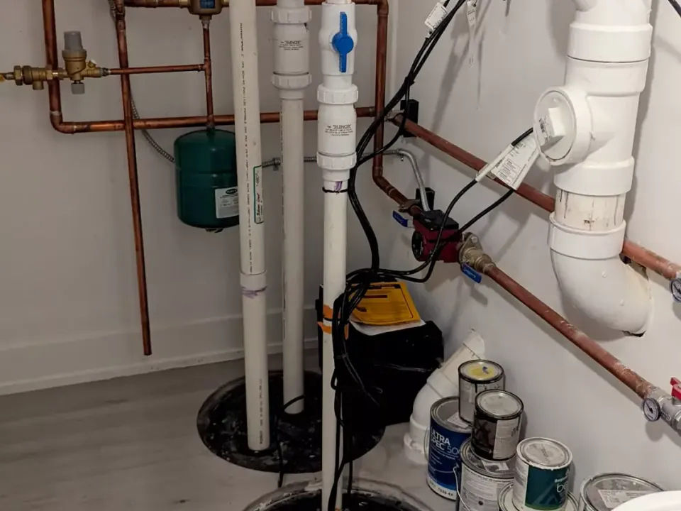 Sump pits with PVC piping.