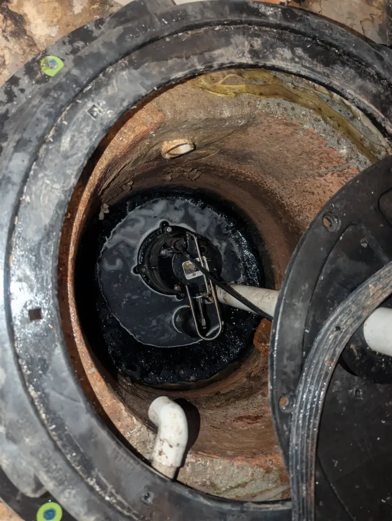 View looking into a sump pit.