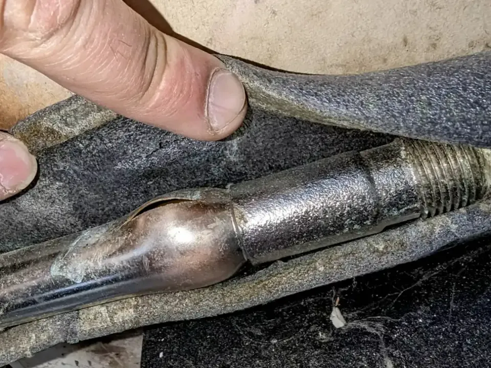 An outdoor spigot burst open from freezing temperatures.